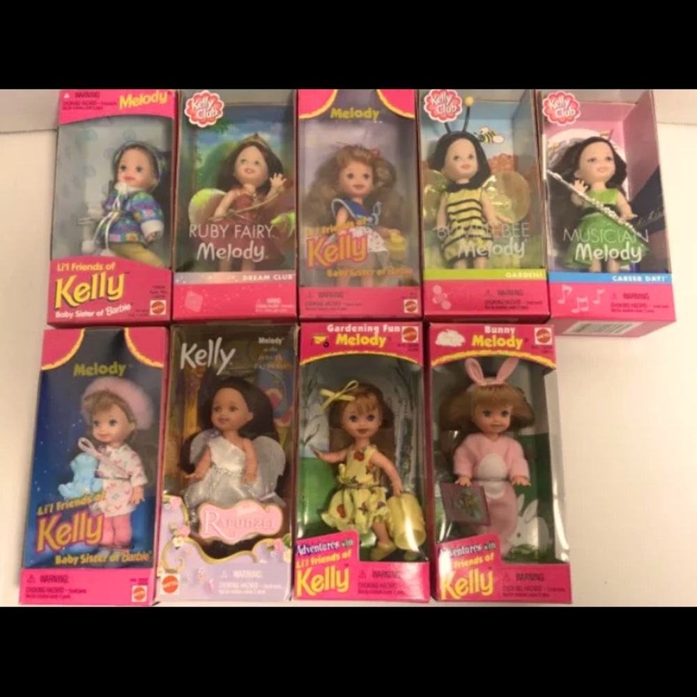 Vtg Lot of 9 Little Friends of Kelly, Melody dolls